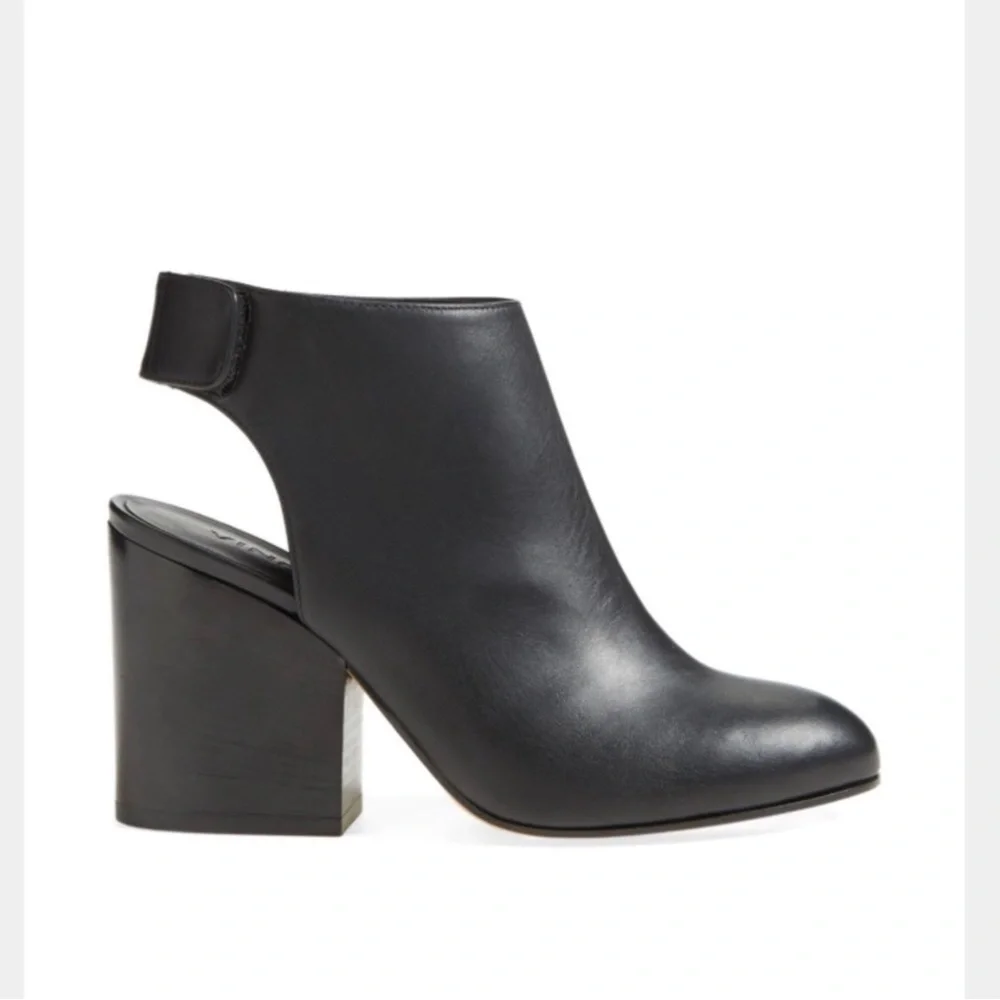 Vince Ingrid Black Leather Slingback Ankle Bootie